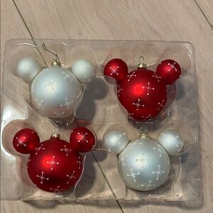Disney Red and White Mickey Mouse Ornaments